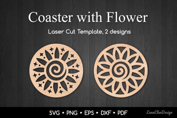 2 Decorative Floral Coasters SVG DXF Graphics Review