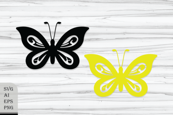 Butterfly with Decorative Elements: Graphics for Crafts