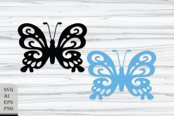Decorative Butterfly with Waves: Graphics & Crafts
