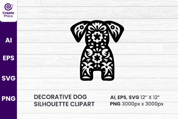 Decorative Dog Silhouette SVG Clipart for Graphics