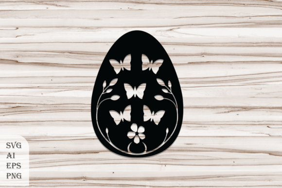 Decorative Easter Egg with Butterflies Graphics & Crafts