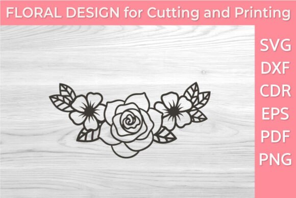 Decorative Floral Line Art for Graphics and Crafts