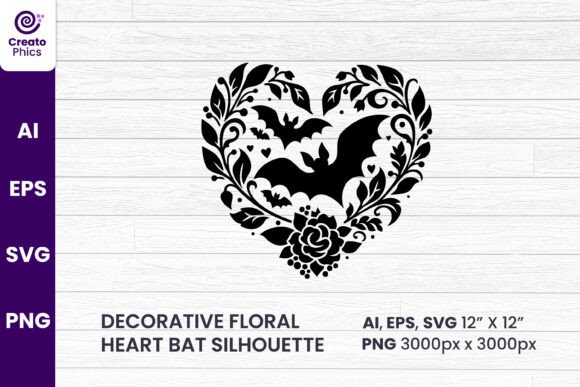 Decorative Heart Bat SVG for Crafts & Graphics