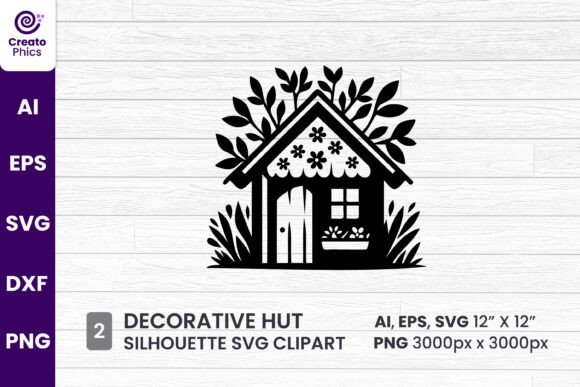 Decorative Hut Silhouette House Clipart for Crafts