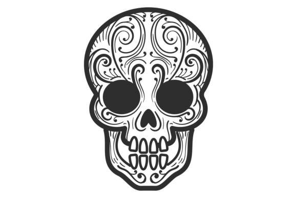 Decorative Skull Drawing for Graphics and Crafts