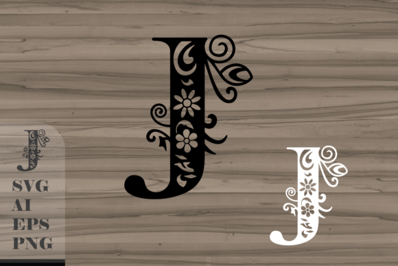 Floral Decorative Letter J: Graphics for Crafts
