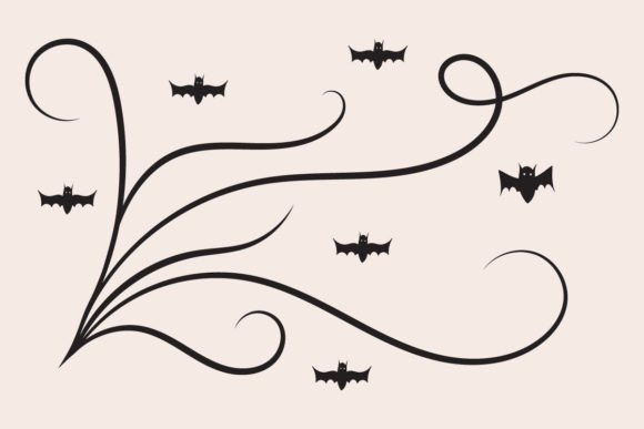 Halloween Bats Swirls: Graphics & Decorative Elements