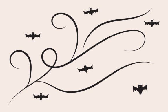 Halloween Flourish Decorative Bats Swirl Graphics