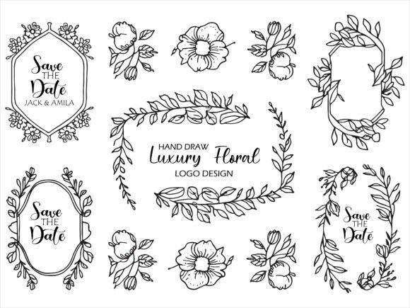 Hand Drawn Floral Decorative Elements: Graphics & Crafts