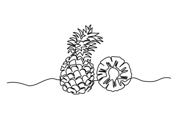 Pineapple One Continuous Line Graphics & Illustrations