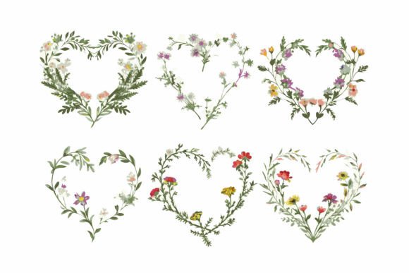 SVG Drawings of Decorative Floral Heart Graphics