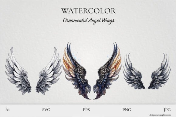 Watercolor Angel Wings Graphics & Illustrations